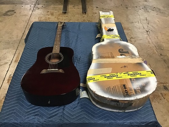 Acoustic guitar- maroon in homemade case