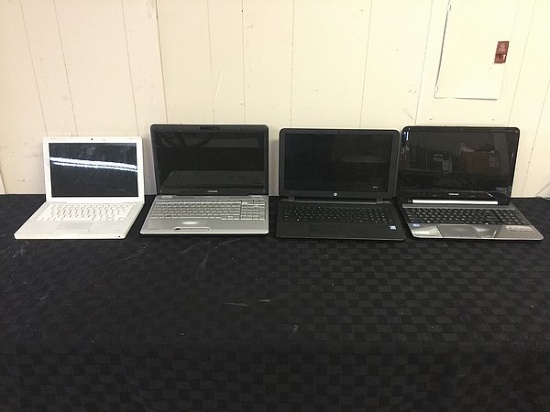 4 laptops, HARD DRIVE POSSIBLY REMOVE Possibly locked, no chargers, some scratches