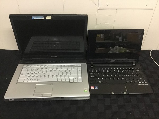 2 laptops ACER, TOSHIBA PD seized Possibly locked, no chargers, some damage, hard drive possibly rem