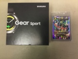 Samsung gear sport watch in box with Pokémon card