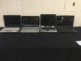 4 laptops DELL,TOSHIBA, HP, possibly locked, no charger Hard drive possibly removed