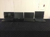 4 laptops DELL, TOSHIBA, HP, LENOVO possibly locked, no charger Hard drive possibly remove