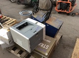 PALLET OF BATTERY CHARGERS, PRINTER, LIGHTING EQUIPMENT