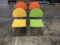 Four colored children’s chairs