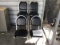 Twelve black lobby chairs