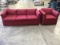 Burgundy three seat couch with single seat couch