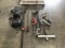 Sledgehammer, hammer, battery chargers, two seat clamps Pipe cutter, wire cremper