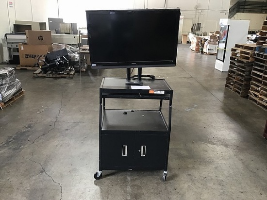 Sharp tv (parts) with black metal tv cart