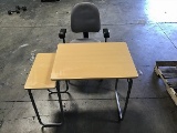 Small desk with gray chair
