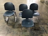 Ten blue lobby chairs