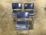 Eleven blue lobby chairs