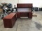Office desk with hutch and four door wood cabinet