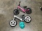 Child’s bike helmet, pink child’s bike, silver child’s bike