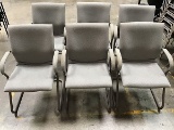 Six gray lobby chairs