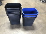 Thirteen small trash cans