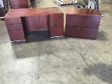 Office desk with two drawer wood cabinet