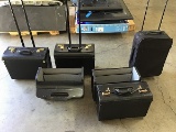 Five black business briefcases with mini suitcase