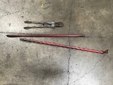 Red crowbar, red metal breaker bar, bull cutters