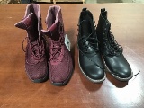 Black men’s boots, purple Jordan boots