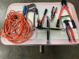 Fence pliers stapler puller, hack saw and crowbar Tire iron and bolt cutters, compound action snips,