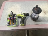 Tool kit, Ryobi drill and camping lantern