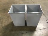 2 plastic garbage cans