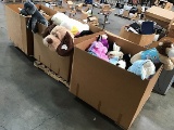 Three boxes of stuffed animals