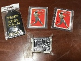 Two baseball cards, baggage tag and Epson ink cartridge