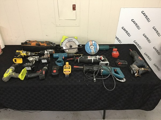 Tools, saw, batteries, drills