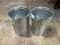 Two metal trash cans