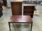 Two bookshelves with dining room table