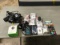 Misc. electronic equipment, Apple Watch charger, Panasonic video camera Otter box for iPhone, 2-tech