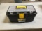 Black and yellow workforce tool box with misc tools