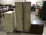 3 Metal file cabinets, 1 metal cabinet