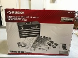 One box of husky 250 piece mechanics tool set With tool chest