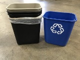 Six office trash cans