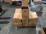 Pallet with 13 boxes of data cables, 8 boxes of Motorola speakers, 6 boxes of radio brackets