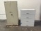 Two door metal cabinet with four drawer metal file cabinet