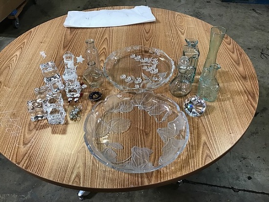 Glass collectibles, big clear stone