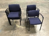 Seven blue lobby chairs