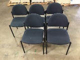 Five blue lobby chairs