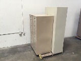 Two five drawer file cabinets with two door metal cabinet