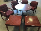 2 side tables, round table, 4 chairs