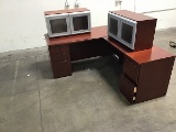 Two piece office desk with two mini hutches