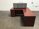 Two piece office desk with hutch
