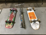 White skateboard, skateboard, razor scooter