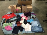 Large box with four small boxes of assorted women’s/men’s clothing (Large Box not included)