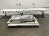 Pallet of Assorted folding tables , whiteboard