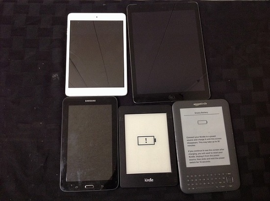 Tablets possibly locked, no chargers, some damage Samsung, kindle, Amazon, iPod A1475 A1432