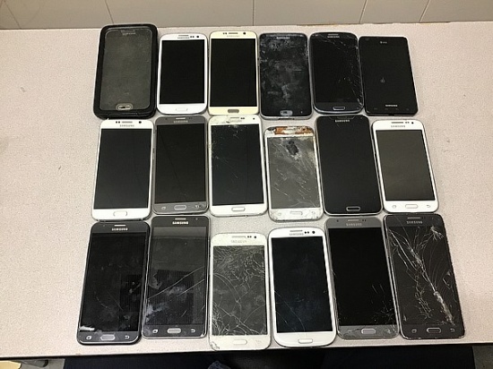 Cellphones, possibly locked, some damage, Unknown activation status Samsung